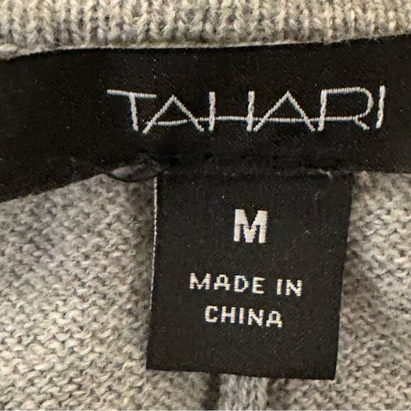 Tahari cashmere blend gray open front cardigan sweater size medium M
 b3 - Picture 2 of 4